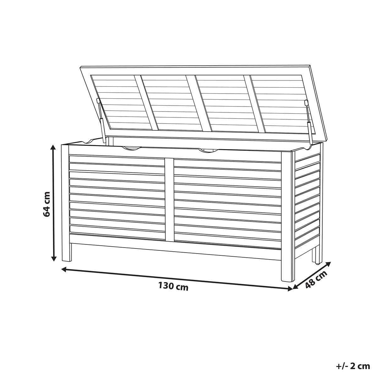 AUFLAGENBOX Akazienholz dunkelbraun 130/48 cm Riviera - Dunkelbraun, Holz (130/64/48cm) - Beliani