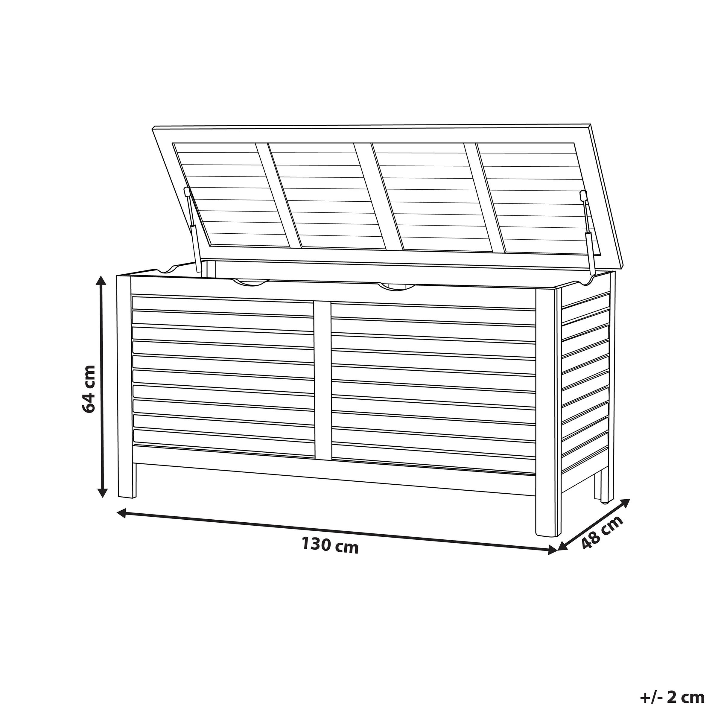 Thumbnail - Beliani Auflagenbox, Dunkelbraun, Holz, 130x64x48 cm, Aufbewahrung & Schutzhüllen, Gartenboxen