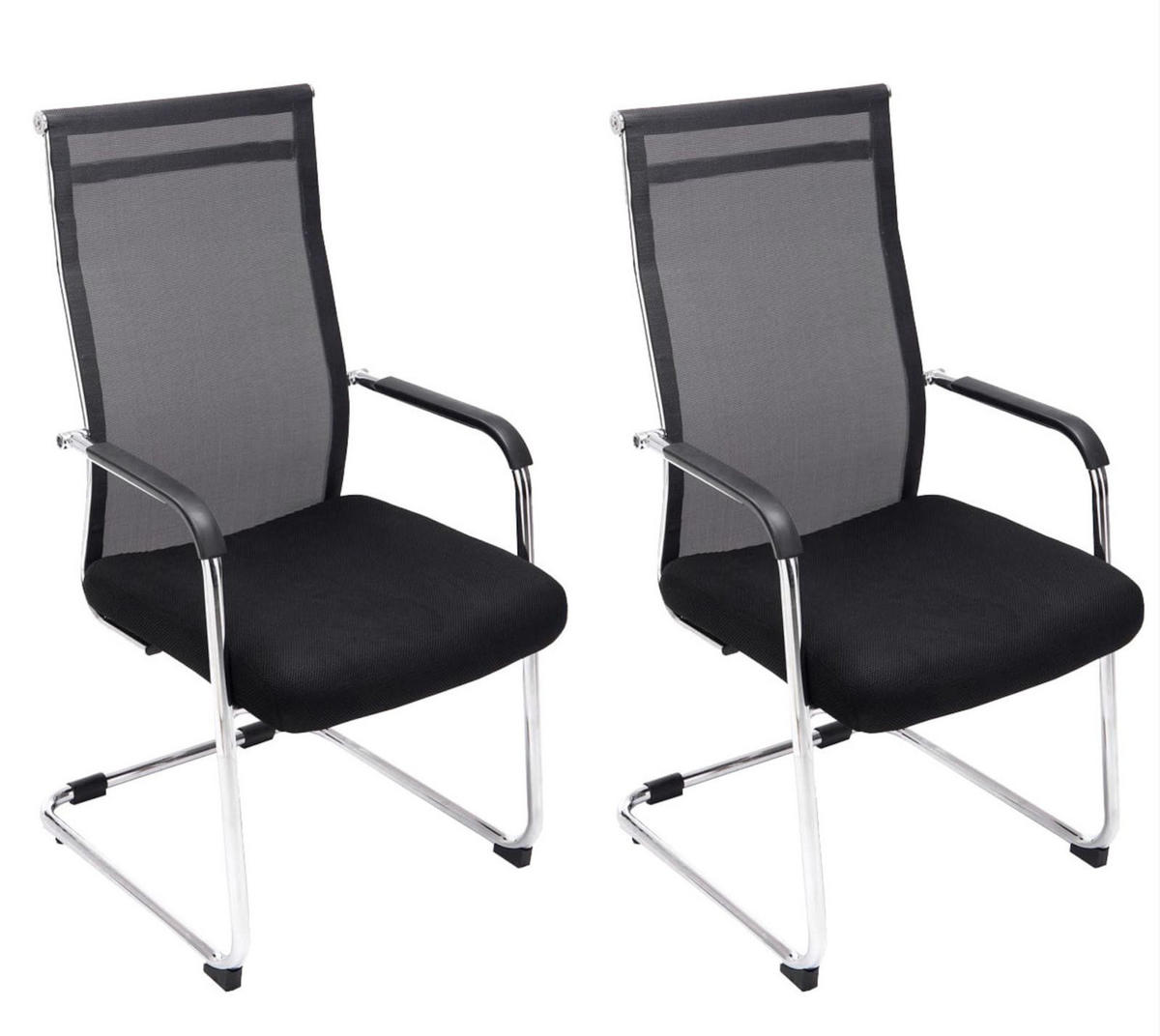 STUHL 2er Set Lederlook schwarz - Schwarz, Textil/Metall (55/106.5/62cm) - CLP