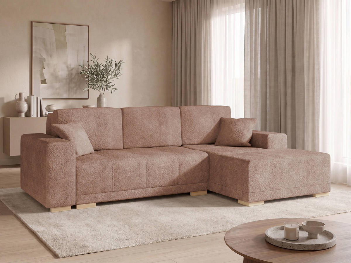 ECKSCHLAFSOFA Bello, Seite: Rechts - Naturfarben/Braun, Holz/Textil (140/240cm) - MIRJAN24