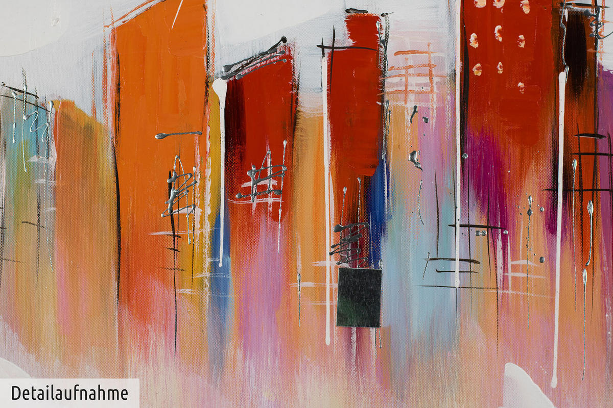 ACRYLBILD HANDGEMALT 120/60 cm - Rot/Weiß, Holz/Textil (120/60cm) - KUNSTLOFT