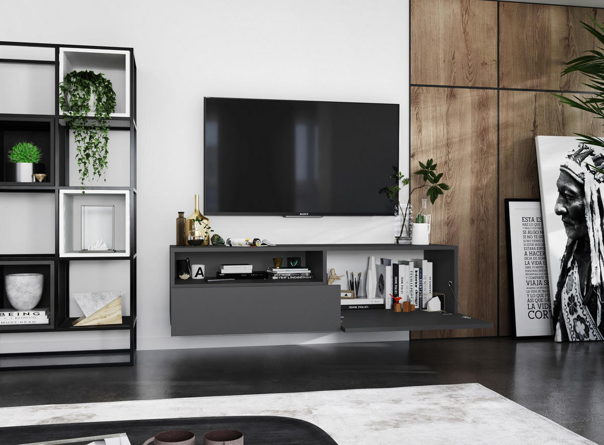 TV-SCHRANK Enjoy Graphit matt Schublade 120 cm - Grau, Holzwerkstoff (120/30/35cm) - Meble Lindner