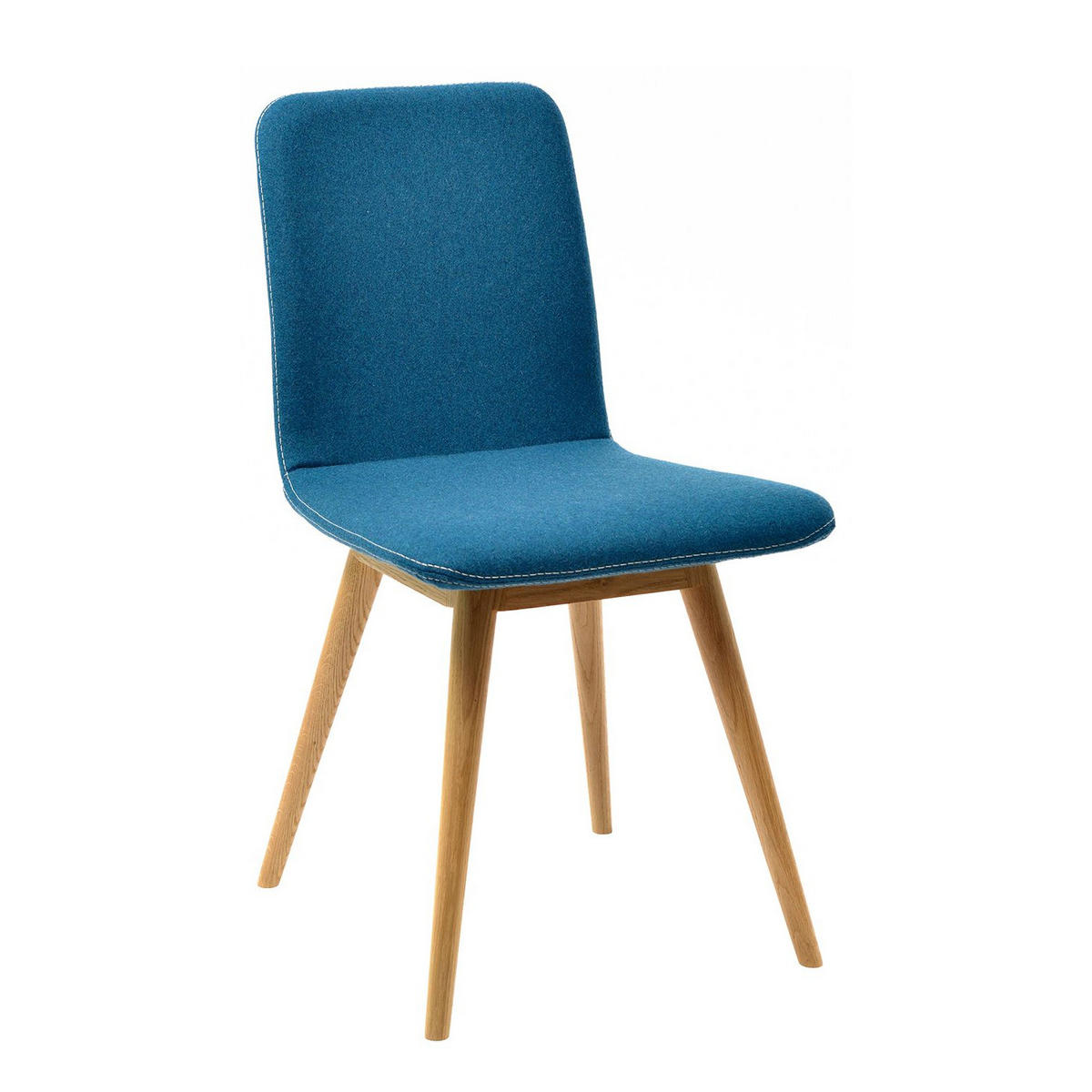 POLSTERSTUHL - Eiche massiv / Stoff, 2er-Set - Petrol, Textil (45/85/60cm) - home24