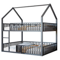 ETAGENBETT 140/200 cm aus Metall in Schwarz mit Hausform und Frontleiter - Schwarz, Metall (140/200cm) - OKMYHOME