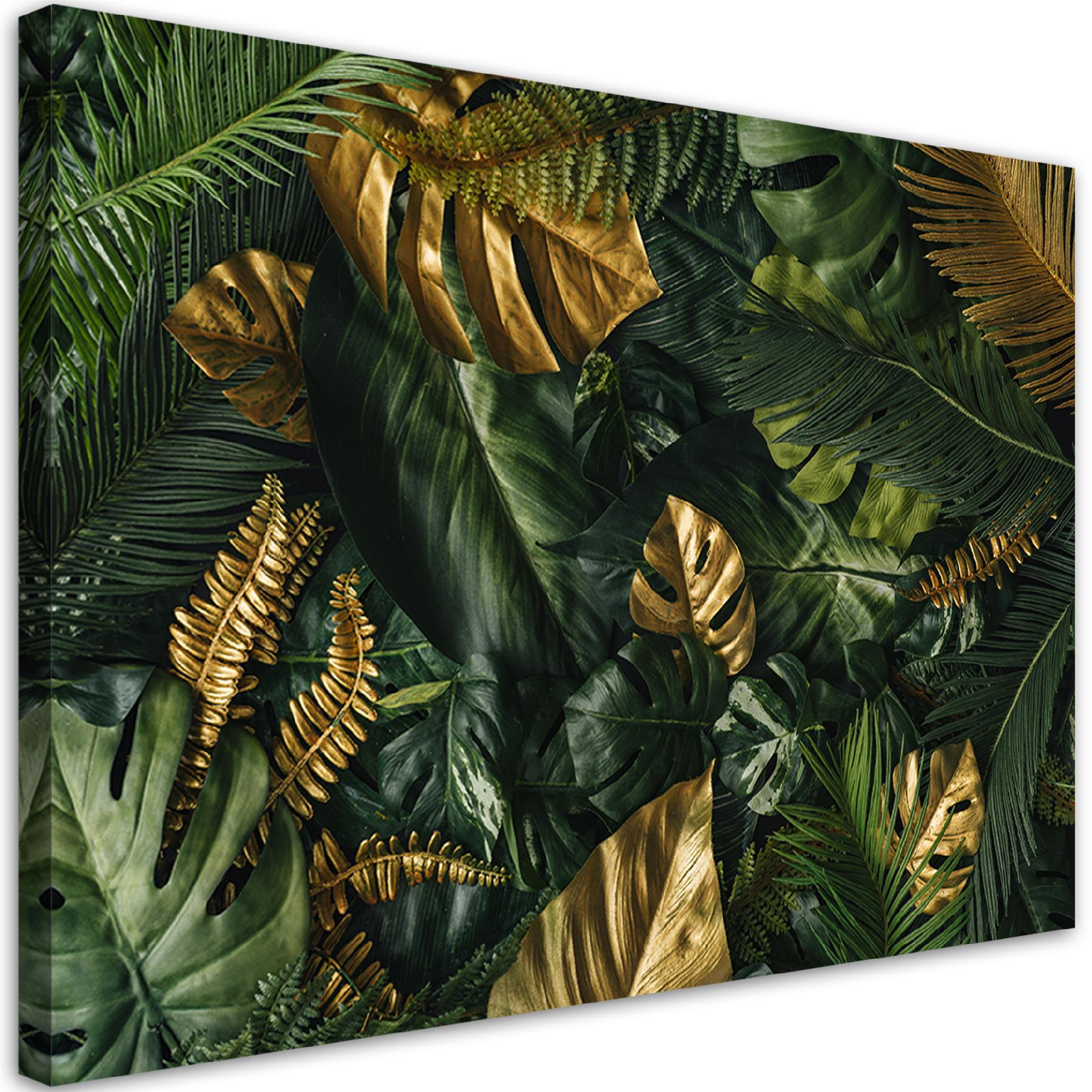 WANDBILD tropische monstera blätter pflanzen - Grün, Textil (60/40cm) - Feeby