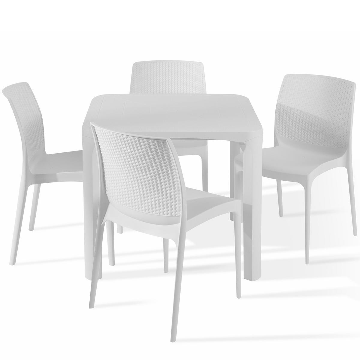 GARTENMÖBEL-SET LEOPSI, RANTU 5-tlg, Weiß - Weiß, Kunststoff - KONSIMO®