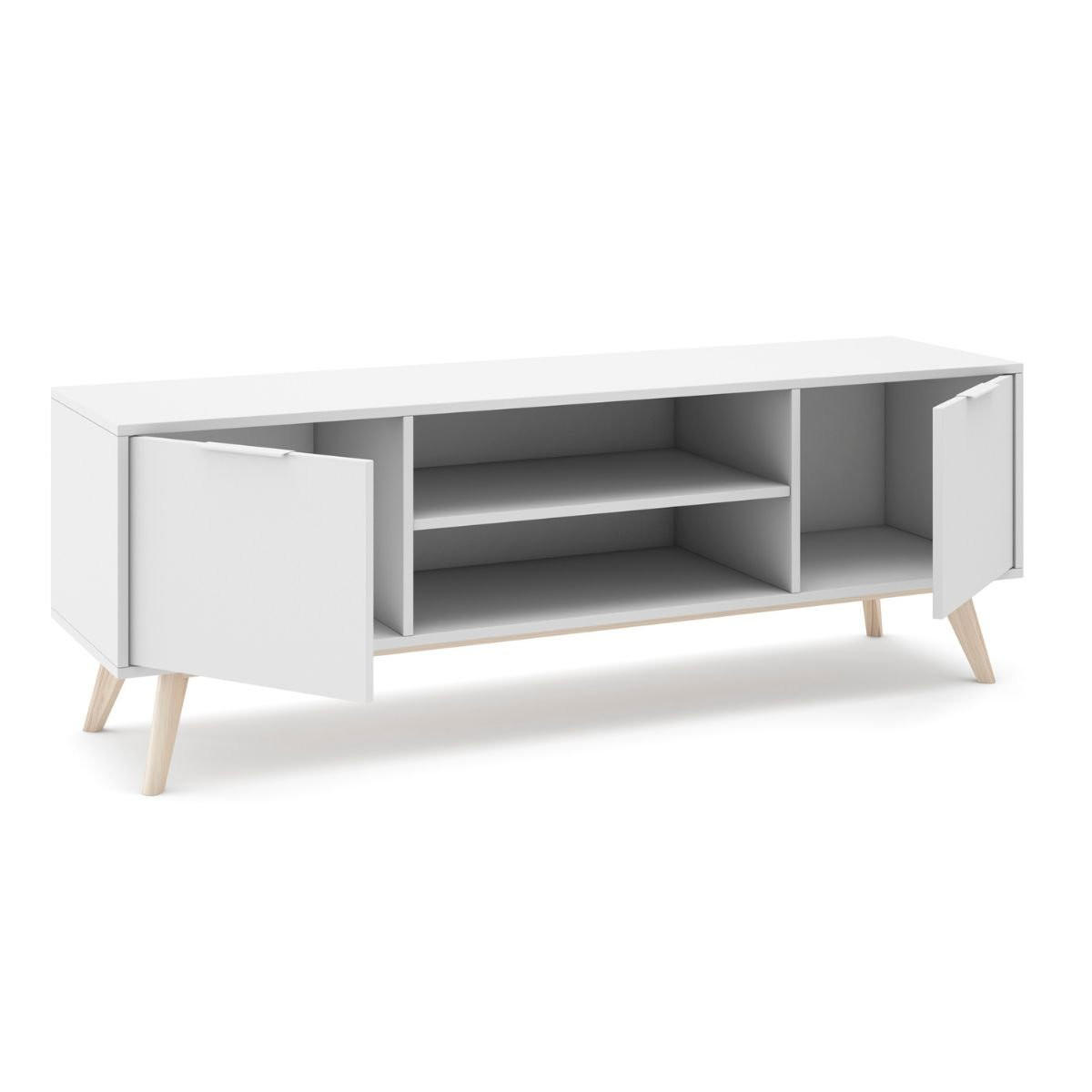TV-SCHRANK mit 2 Türen 2 Fächern L140 cm - Campus - Weiß, Holzwerkstoff (40/53/140cm) - Calicosy