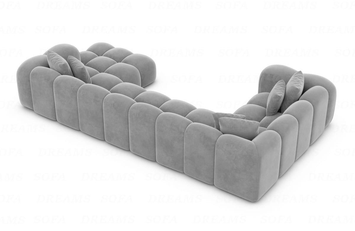 WOHNLANDSCHAFT Cloud Hellgrau Samtstoff - Hellgrau, Kunststoff (314/72/184cm)