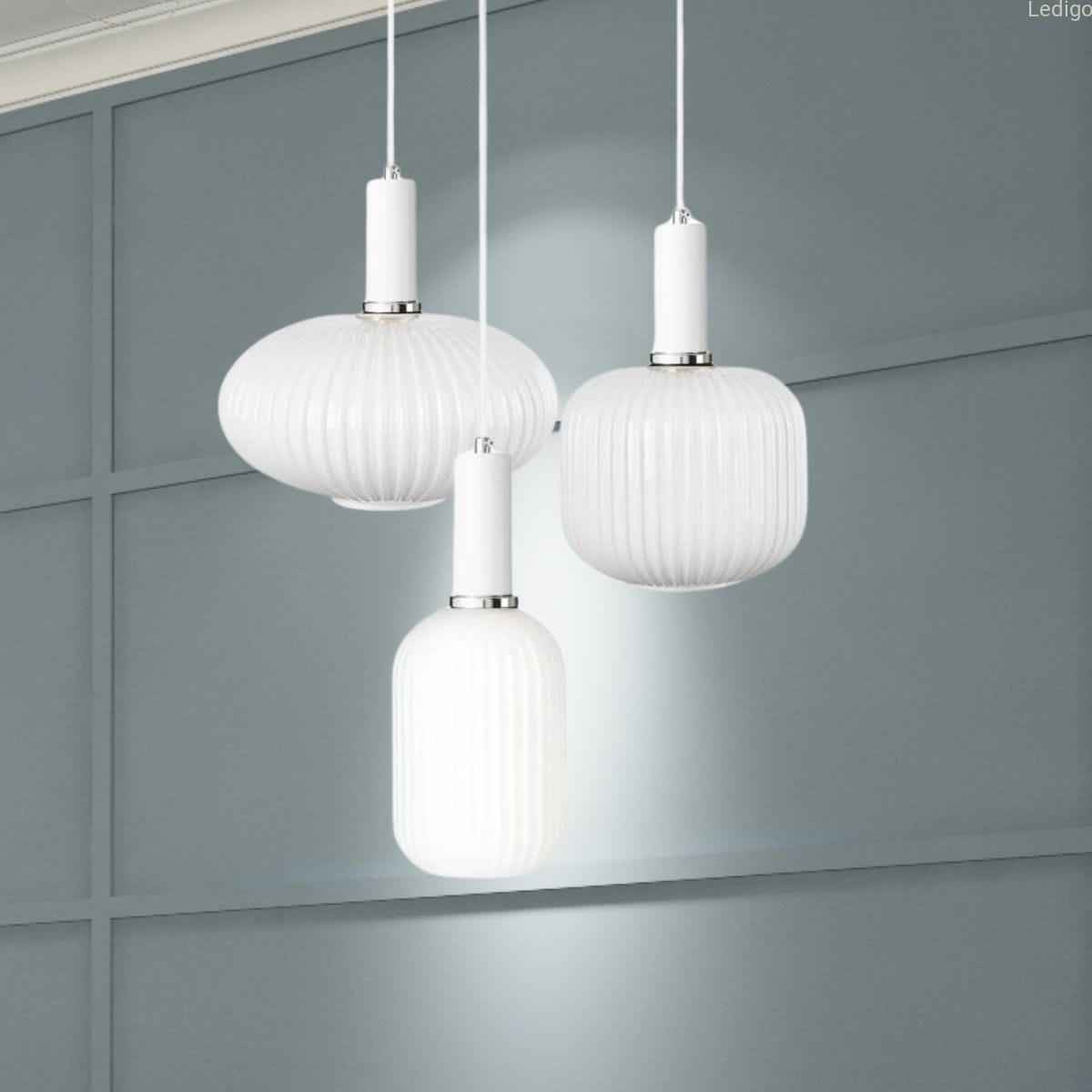 PENDELLEUCHTE Paris - Silberfarben/Weiß, Glas/Metall (30/30/125cm) - kiki design
