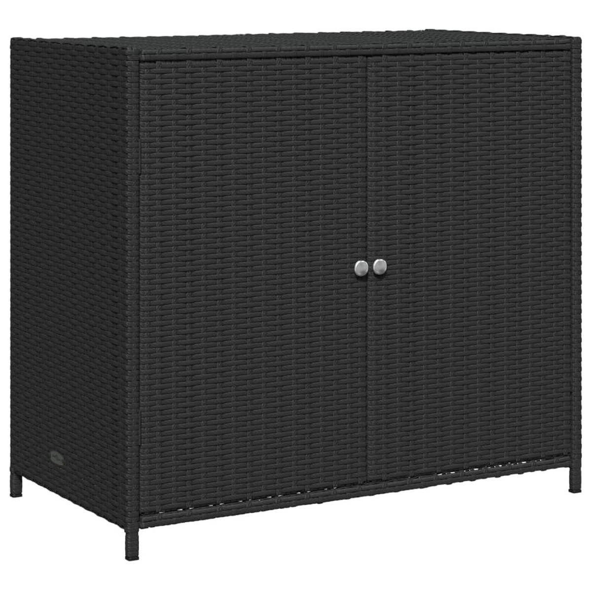 GARTENSCHRANK Schwarz 83x45x76 cm Poly Rattan - Schwarz, Kunststoff (83/76/45cm) - furnicato