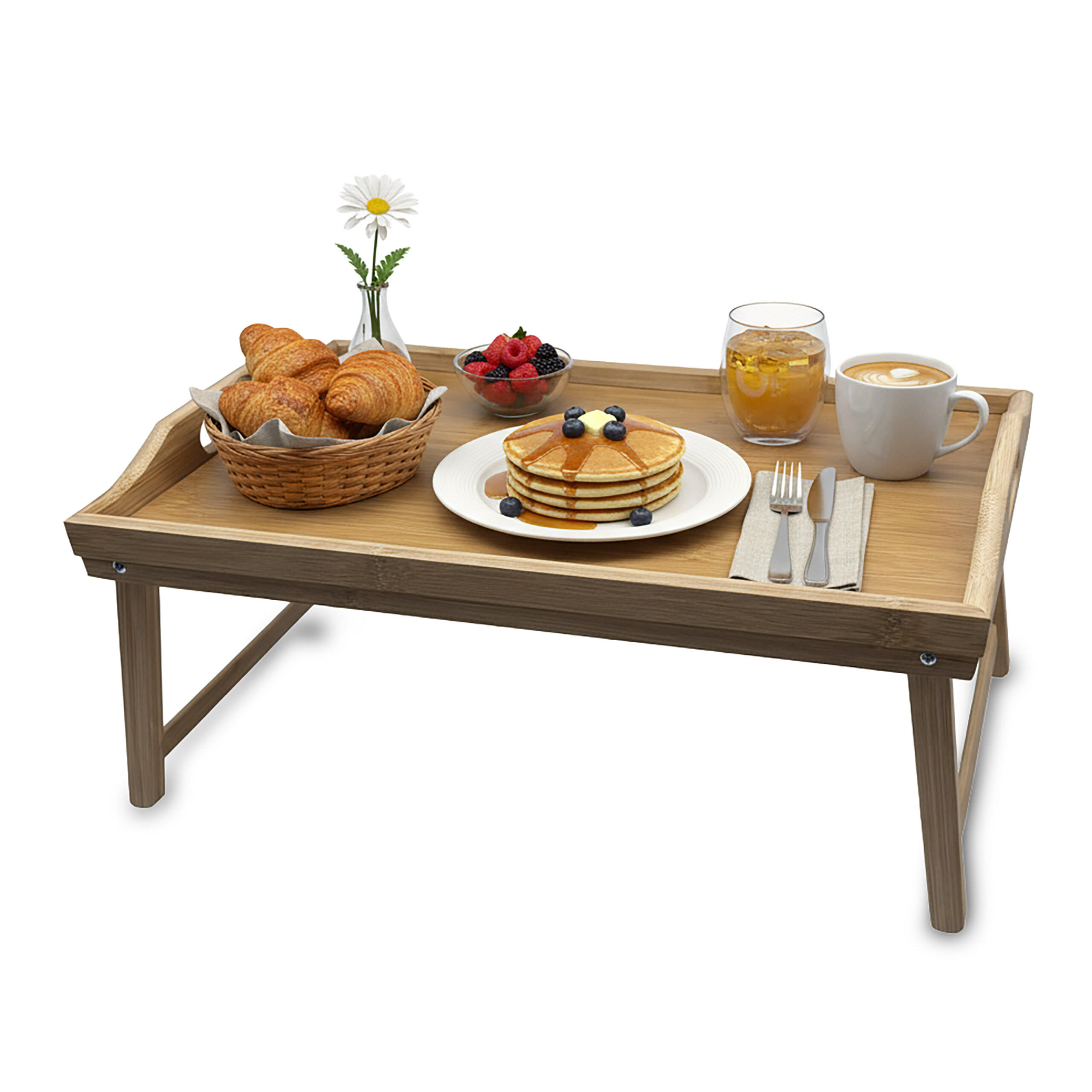 Relaxdays PODNOS Hnědý bambus skládací s úchyty 50x30 cm