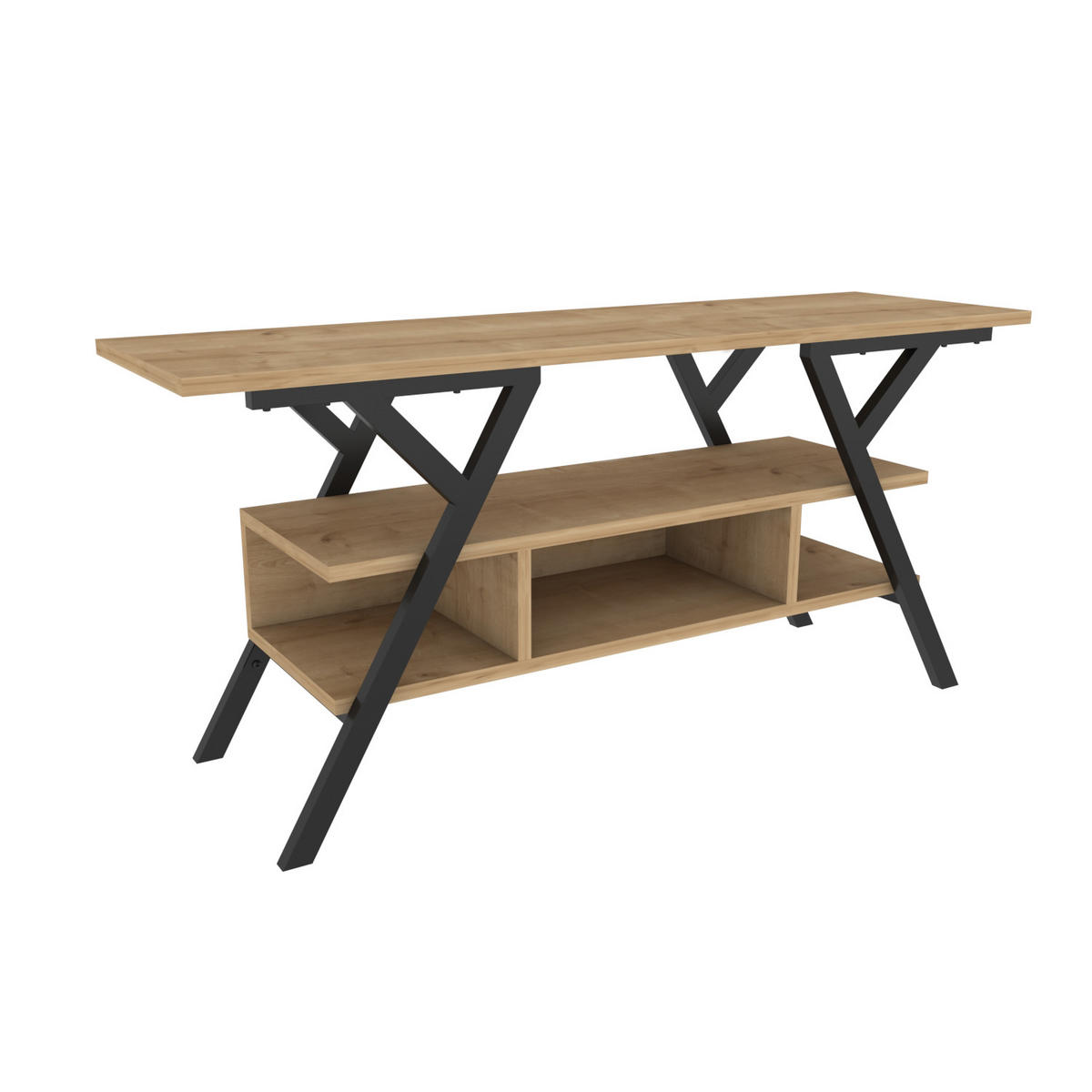 TV Stand Minerva Schwarze Eiche - Eichefarben/Schwarz, Holzwerkstoff (120/55/35cm) - Decorotika