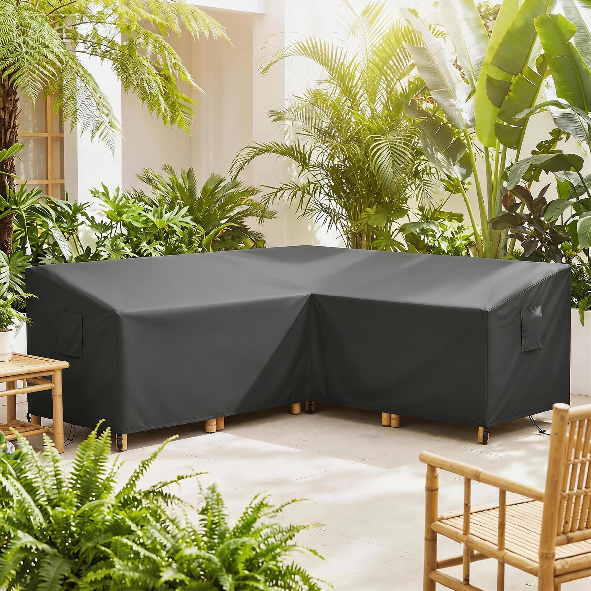 GARTENMÖBEL-ABDECKUNG 420D-Oxford-Gewebe Schwarz - Schwarz, Textil (216/78/216cm) - Outsunny