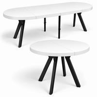 ESSTISCH rund ausziehbar 100/300/76 cm, Weiß, 54 cm Tischplatte + Y Metallgestell Schwarz - Schwarz/Weiß, Holzwerkstoff/Metall (100/300/76cm) - Damale Möbel