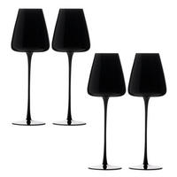 WEINGLAS-SET 500 ml (4er Set) - Schwarz, Glas (0.5L) - Intirilife