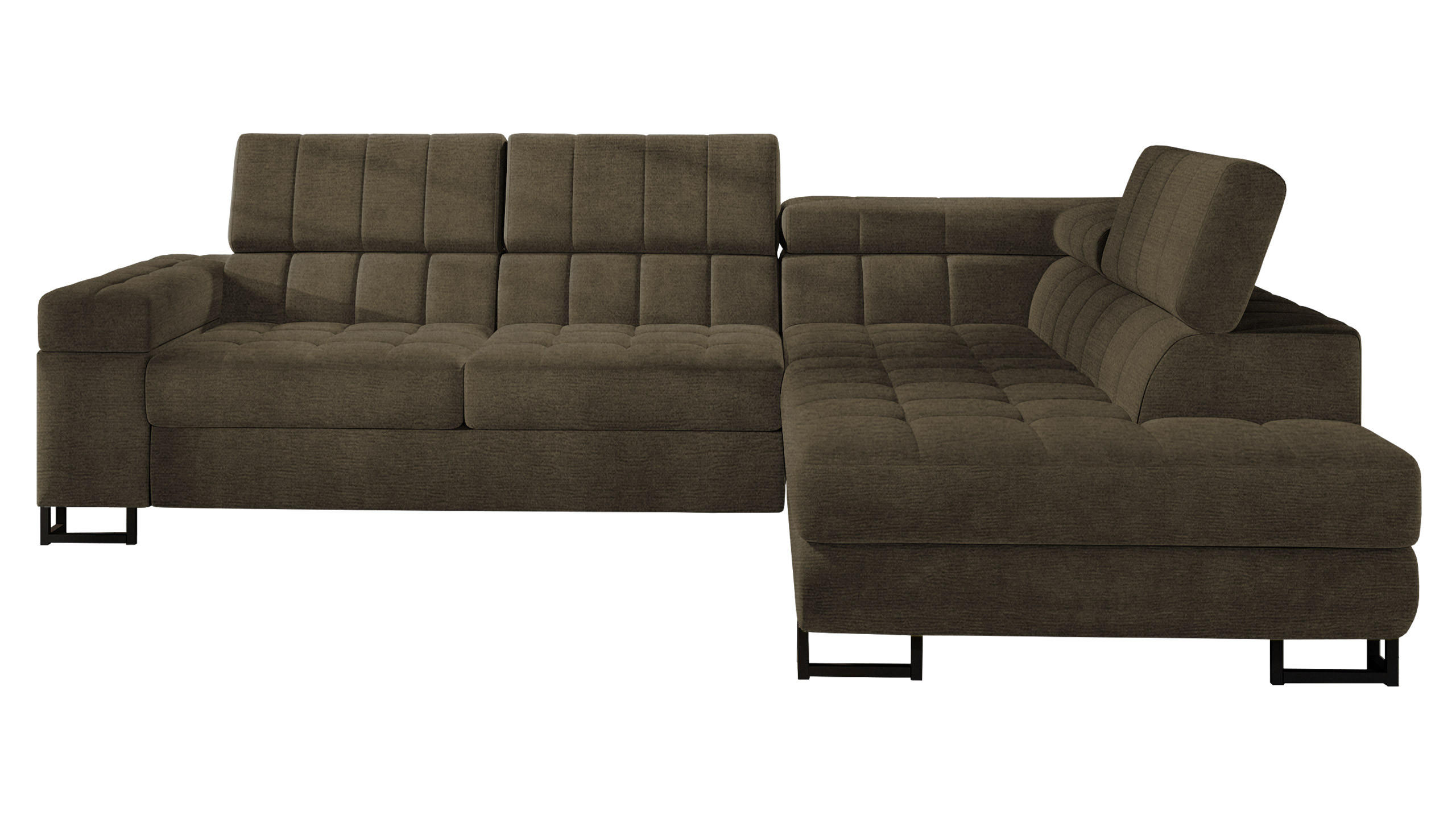 ECKSOFA Laris, Seite: Rechts - Schwarz/Braun, Holz/Textil (271/203cm) - MIRJAN24