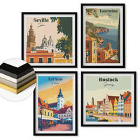 WANDBILDER 4er-Set - 50x50 cm & 40x60 cm Schwarzer Rahmen - Architektur der Küstenstädte - Schwarz, Kunststoff (50/50cm) - ArtPrintCave