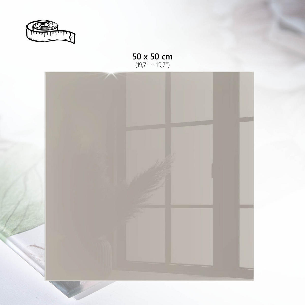 TISCHPLATTE 50x50 cm – Warmes Grau - Bordeaux, Glas (50/50/0.4cm) - Wallfluent
