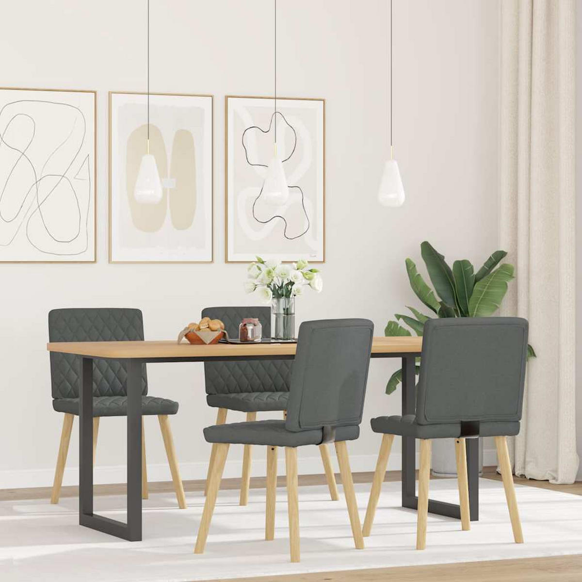 ESSZIMMERSTÜHLE 4 Stk. Dunkelgrau Stoff 45*54*86cm - Dunkelgrau, Metall (45/86/54cm) - ZMH