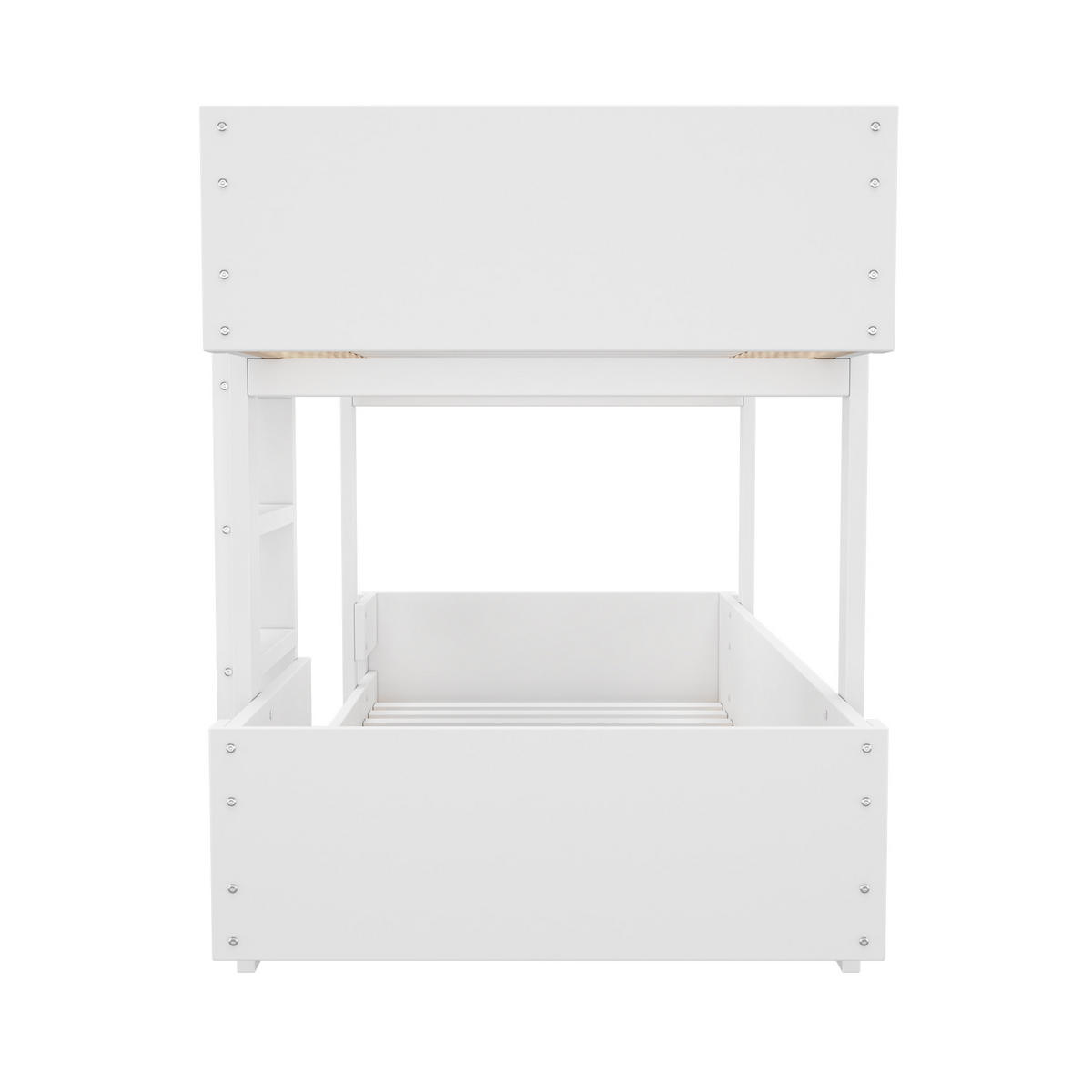 KINDER-ETAGENBETT Mit TreppVerstärktes Geländer, ohne Matratze 90*200 - Weiß, Holzwerkstoff (90/200cm) - FLIEKS