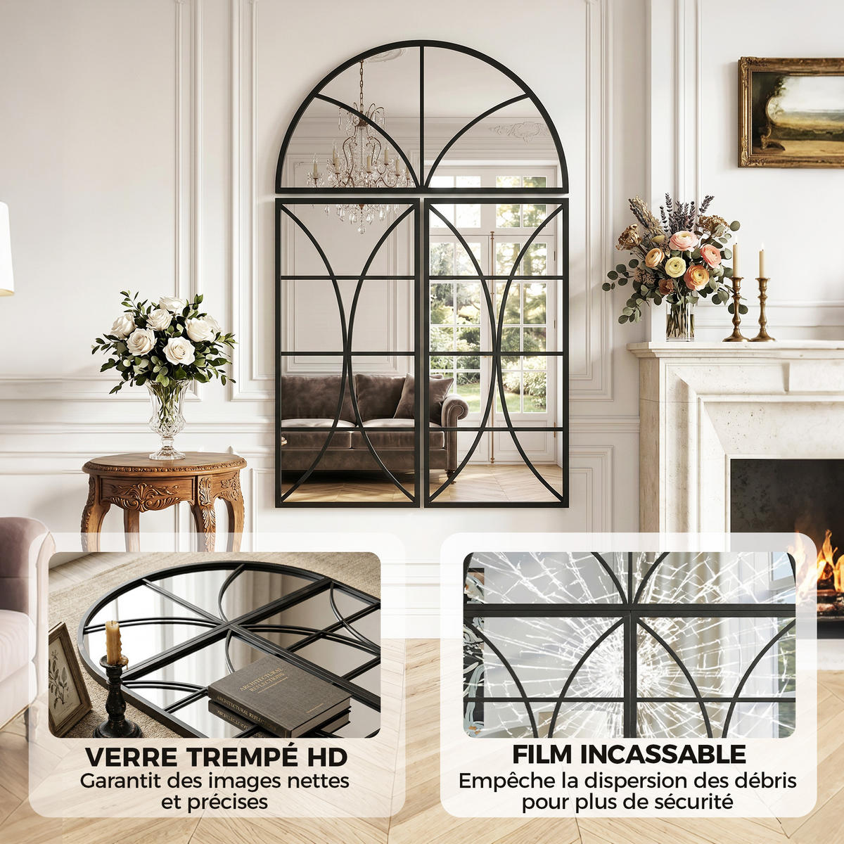 WANDSPIEGEL Schwarz 3er-Set 120/80 cm - Schwarz, Glas (80/120/2cm) - PANGIVO