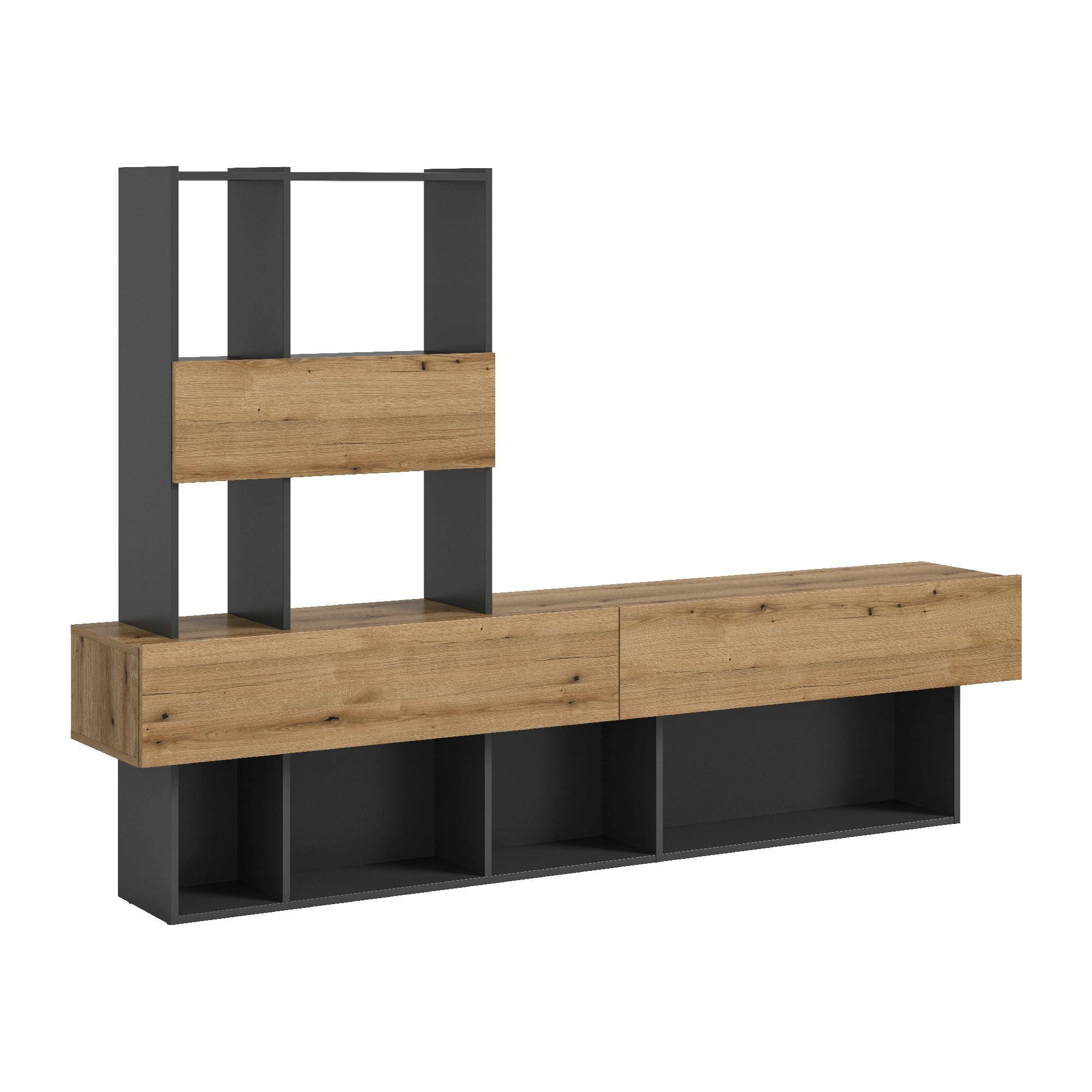 WOHNWAND Lennox 38/210/147 cm - Grau, Holzwerkstoff (210/147/38cm) - Xonox