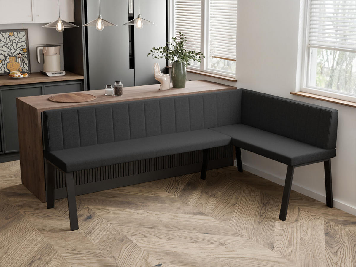 ECKBANK rechts MONO Y Webstoff gesteppt, 128/168 cm Anthrazit - Anthrazit, Textil/Metall (128/168cm) - Idohome