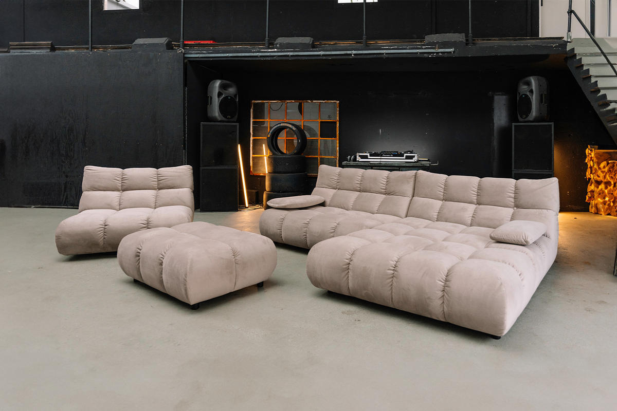 SITZGRUPPE VIVIEN 3ER SET Braun Velvet (1er-Set) - Dunkelbraun/Braun, Kunststoff/Textil (510/85/359cm) - KAWOLA