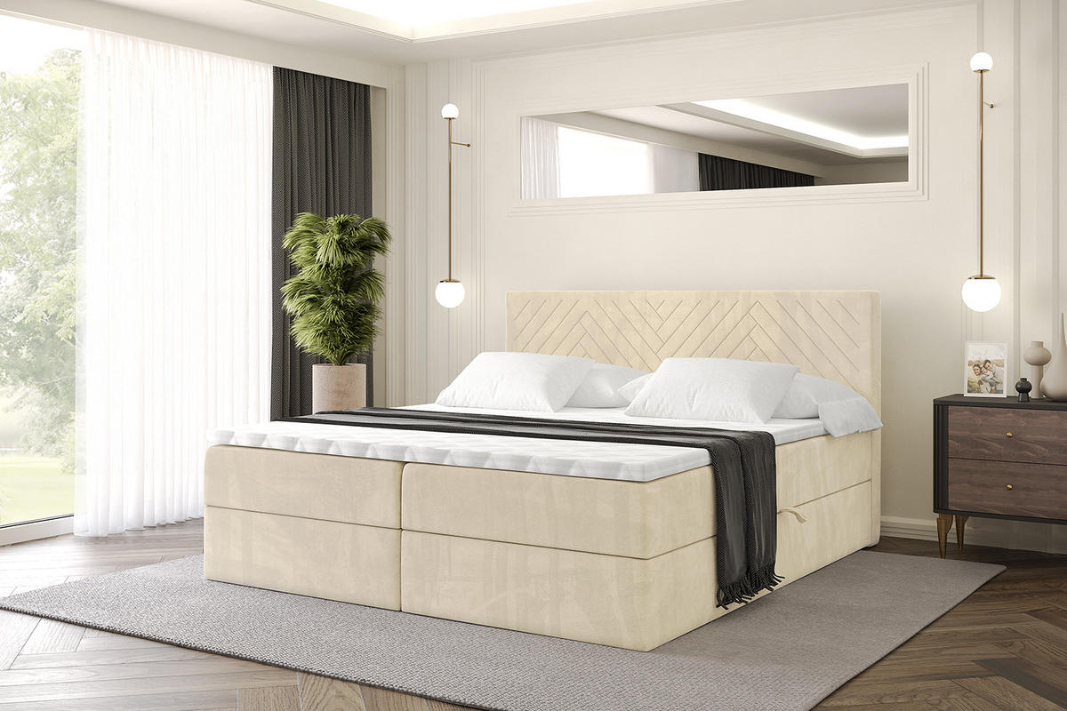 BOXBETT mit Matratze H3 und Lattenrost - VEXA - 120x200 - Beige Monolith - Beige, Holzwerkstoff/Kunststoff (120/200cm) - ALTDECOR