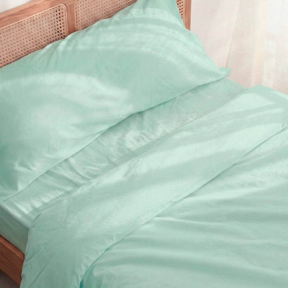 BETTBEZUG set 2 teiliges Basic Minze 135/140x200 cm (Standardgrösse) - Mintgrün, Textil (140/200cm) - Happy Friday