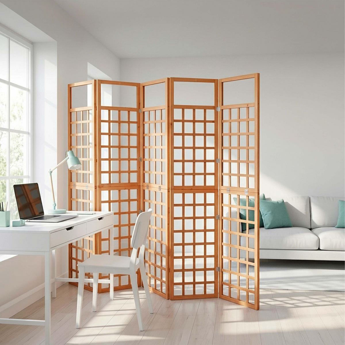 RANKGITTER Hellbraun 6-tlg. klappbar - Hellbraun, Holz (242.5/180/2cm) - Relaxdays