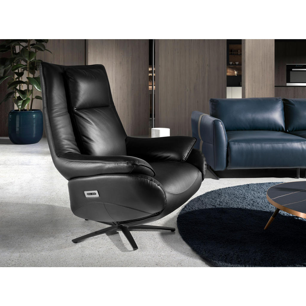 Thumbnail - Angel Cerda Fernsehsessel, Schwarz, Leder, 91x118x80 cm, Wohnzimmer, Sessel, Polstersessel