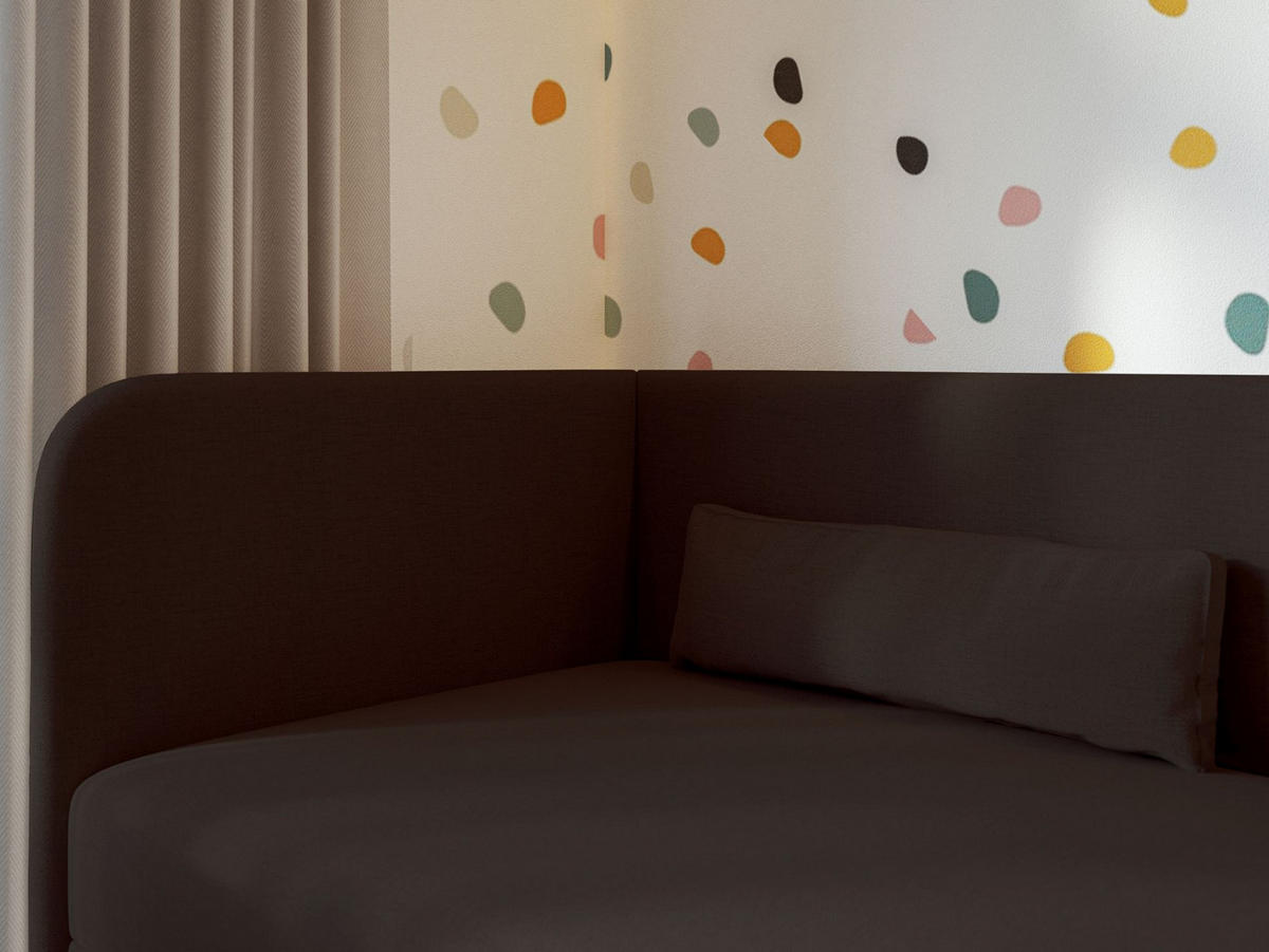 JUGENDBETT Calmmo Dunkelbraun mit Chenille-Bezug, Kopfteil links - Dunkelbraun, Textil (90/200cm) - Selsey