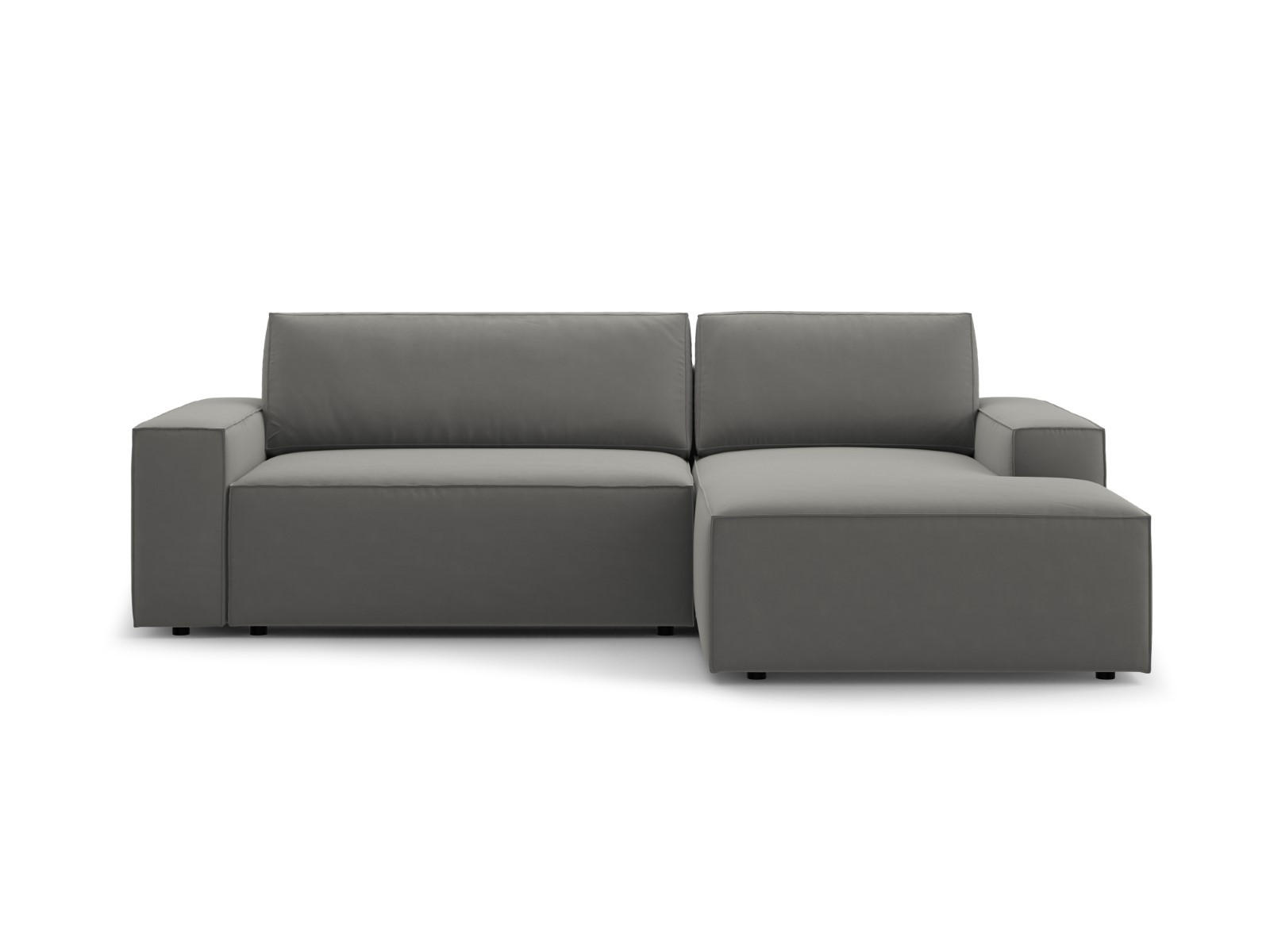 ECKSOFA ausklappbar rechts mit Container Jodie aus Samt hellgrau 3 Sitzplätze - Hellgrau, Textil (151/246cm) - Micadoni