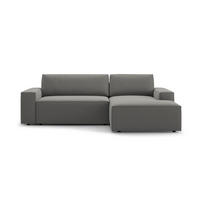 ECKSOFA ausklappbar rechts mit Container Jodie aus Samt hellgrau 3 Sitzplätze - Hellgrau, Textil (151/246cm) - Micadoni