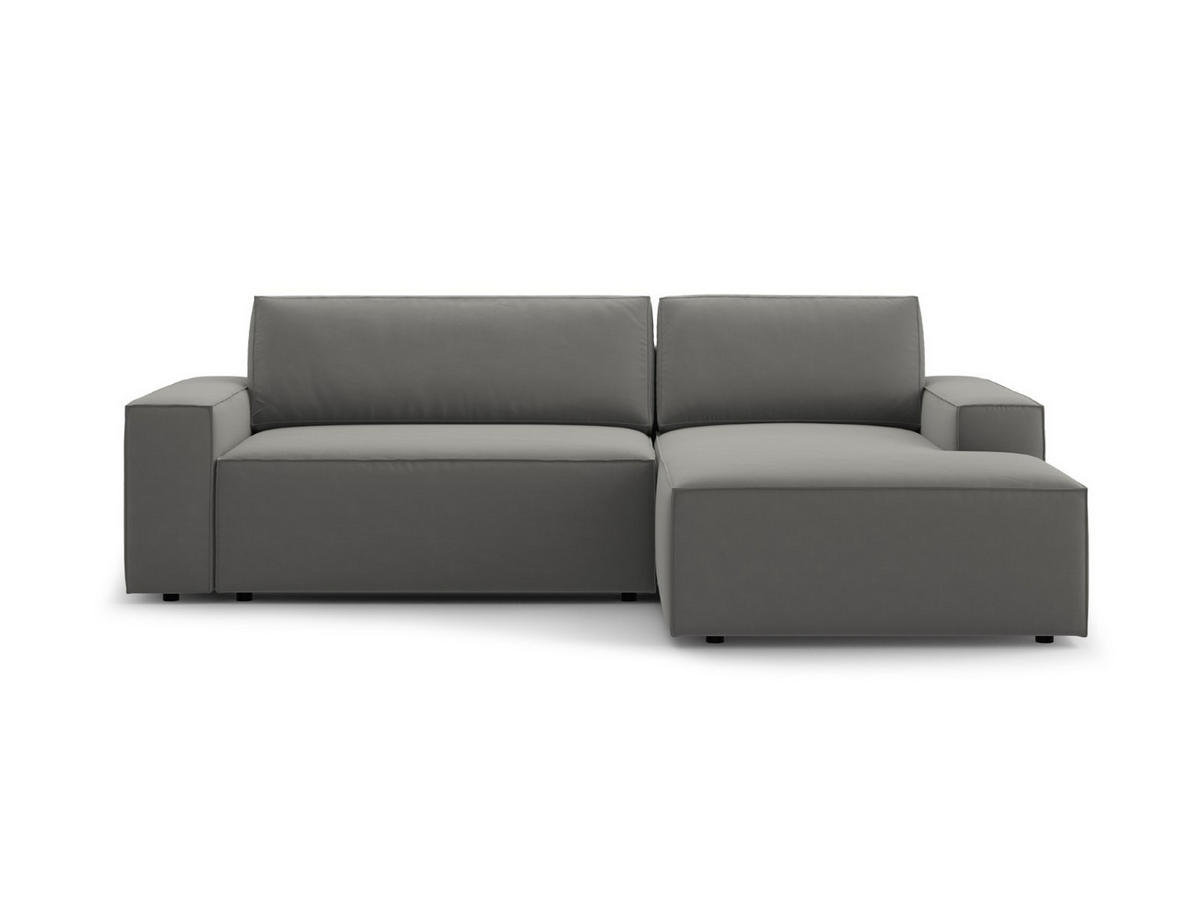 ECKSOFA ausklappbar rechts mit Container Jodie aus Samt hellgrau 3 Sitzplätze - Hellgrau, Textil (151/246cm) - Micadoni