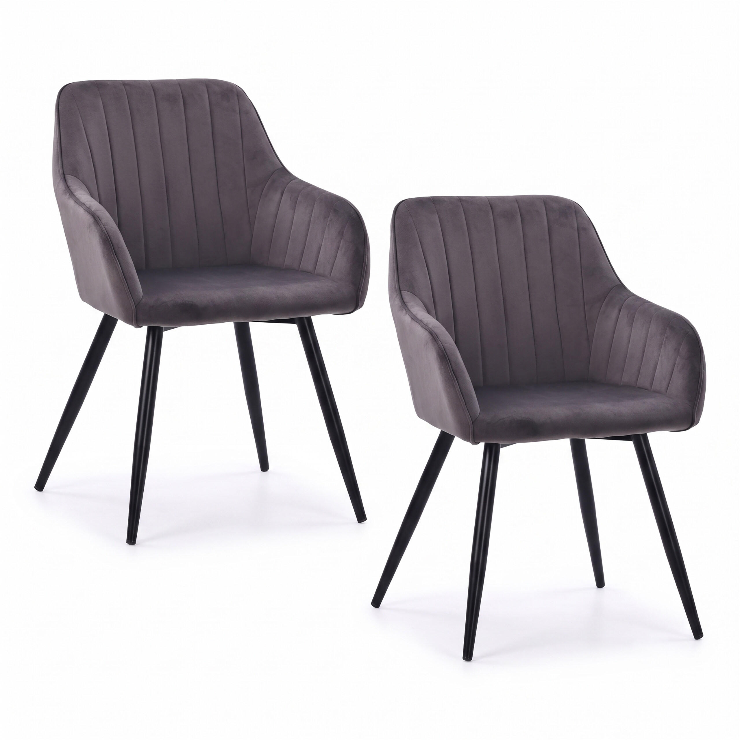 STOLIČKA Antracit jedálenská 2-dielna-sada zamat kov - antracitová, kov/drevo (56/81/61cm) - Relaxdays