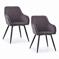 STOL Antracit matstol 2-pack sammet metall - Antracit, Trä/Textil (56/81/61cm) - Relaxdays