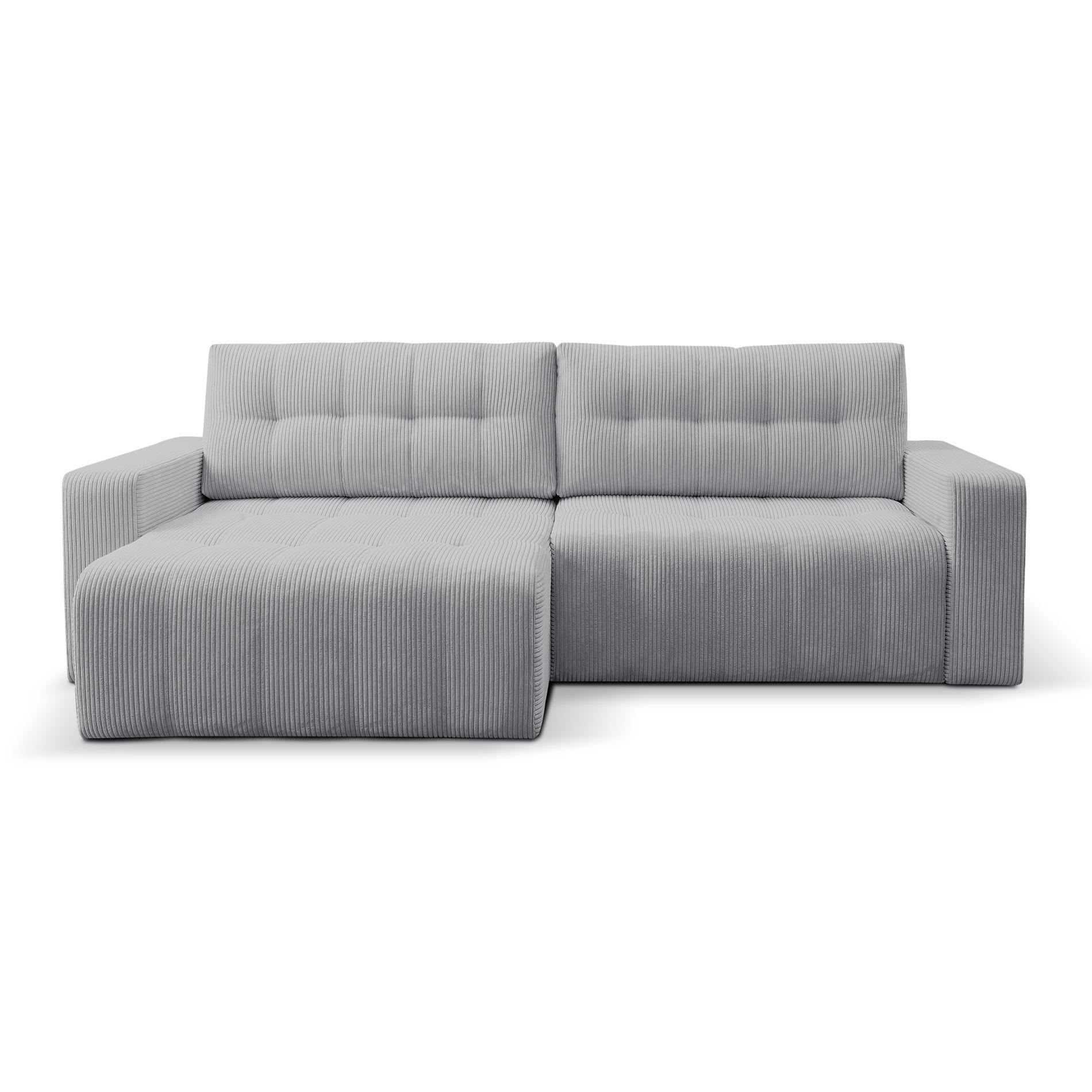 ECKSOFA Maillo Hellgrau Cord - Hellgrau/Schwarz, Kunststoff/Textil (245/143cm) - Selsey