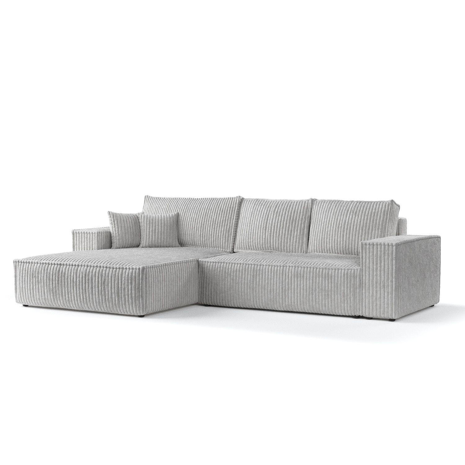ECKSOFA Maze Grau Plüsch - Links Seite - Schwarz/Grau, Holz/Holzwerkstoff (185/294cm) - Maison de Reve