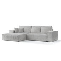 ECKSOFA Maze Grau Plüsch - Links Seite - Schwarz/Grau, Holz/Holzwerkstoff (185/294cm) - Maison de Reve