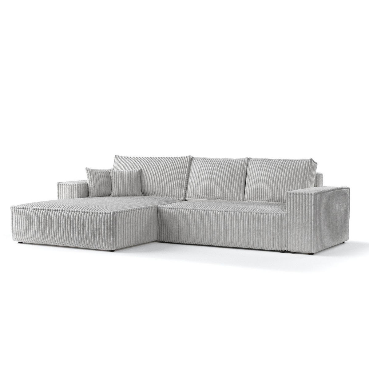 ECKSOFA Maze Grau Plüsch - Links Seite - Schwarz/Grau, Holz/Holzwerkstoff (185/294cm) - Maison de Reve