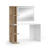 SCHMINKTISCH Tower Weiß/Sonoma 122.2 cm mit LED-Spiegel - Weiß/Sonoma Eiche, Holzwerkstoff (122.2/75.8/55.2cm) - Vicco
