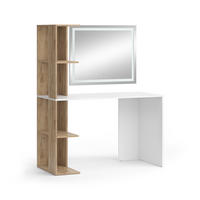 SCHMINKTISCH Tower Weiß/Sonoma 122.2 cm mit LED-Spiegel - Weiß/Sonoma Eiche, Holzwerkstoff (122.2/75.8/55.2cm) - Vicco