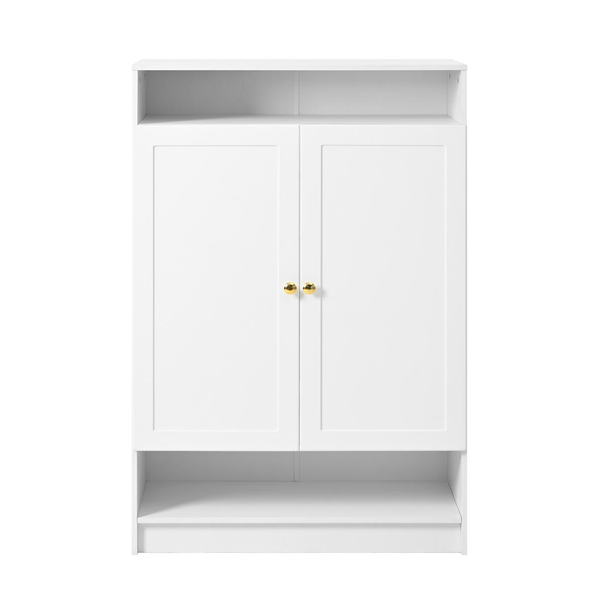 SCHUHSCHRANK aus Spanplatte 146x34x109cm in Weiß mit höhenverstellbaren Einlegeböden - Weiß, Holzwerkstoff (146/109/34cm) - Modfu