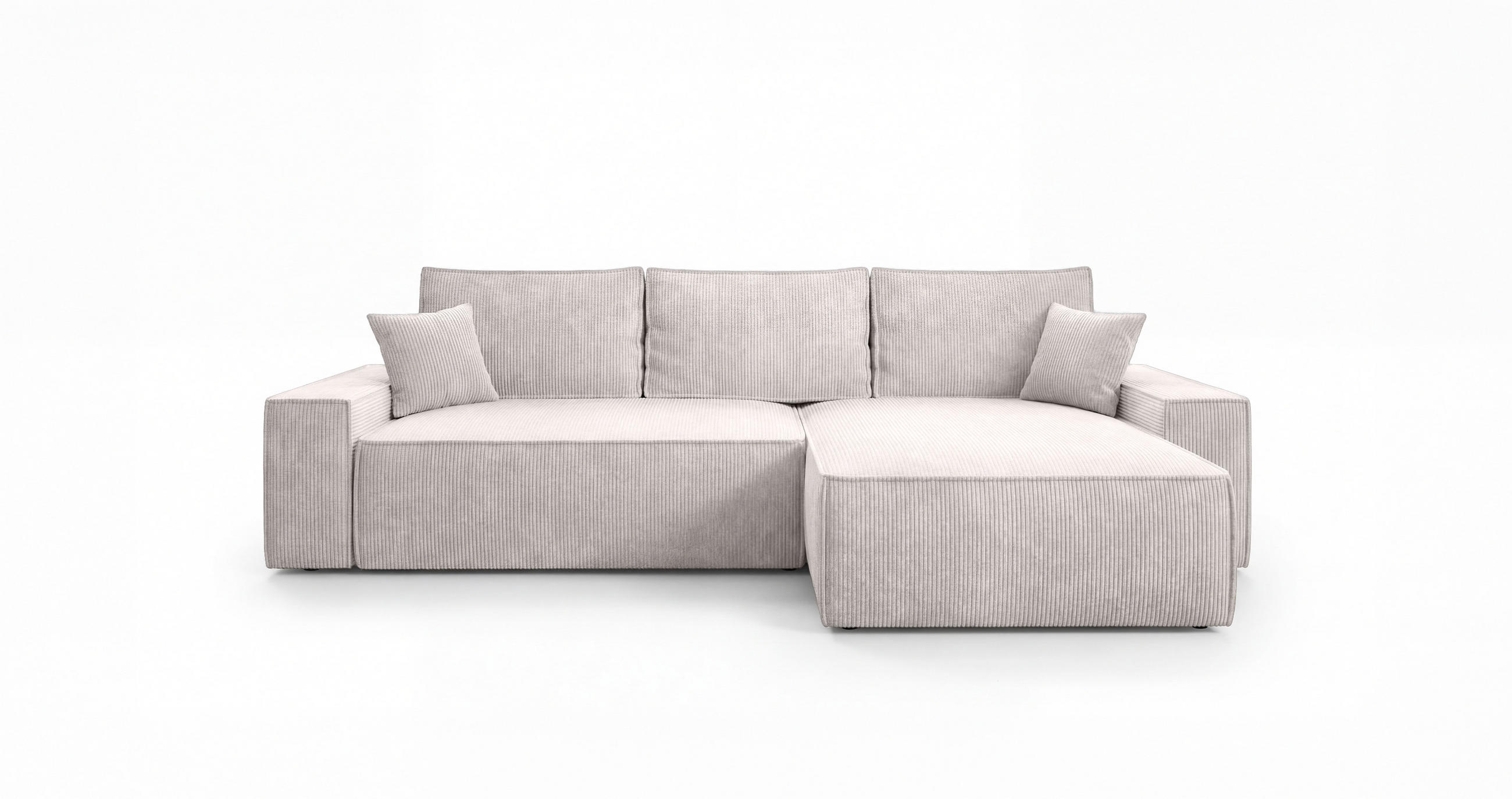 ECKSOFA California mit Schlaffunktion Vanille Rechts - Weiß, Textil (280/184cm) - Cornero