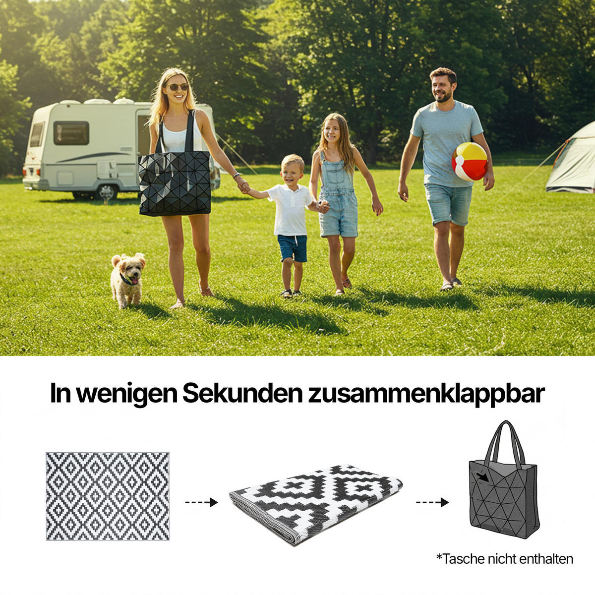 TEPPICH IBIZA Schwarz 180/270 cm - Schwarz, Kunststoff (180/270cm) - Tapiso