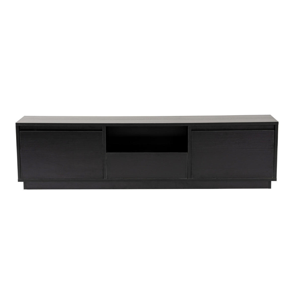 TV-MÖBEL mit 3 klappbaren türen und 1 offenem fach - vanguard 160/29,5/42 cm - Schwarz, Holzwerkstoff (29.5/42/160cm) - Calicosy
