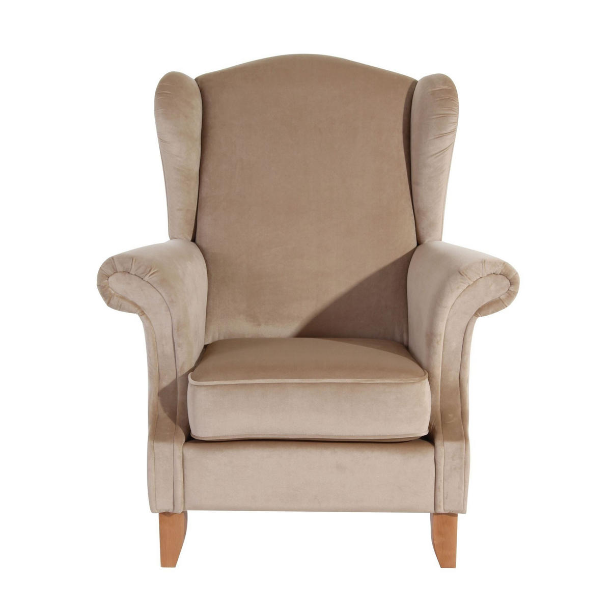 OHRENSESSEL Katria Bezug Samtvelours Buche natur / sand - Sandfarben, Kunststoff (88/108/84cm) - 58aufmkessel
