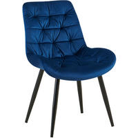 ESSZIMMERSTUHL Samt dunkelblau - Schwarz/Dunkelblau, Textil/Metall (56/85/63cm) - CLP
